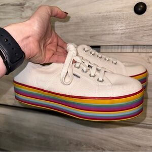Superga Rainbow Platform Tennis Shoes